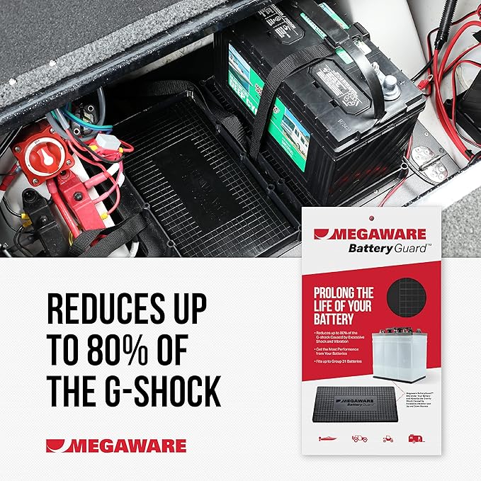 MEGAWARE KEELGUARD BatteryGuard Protector - Great for Boats, RVs, Semi Trucks, and Off-Road Vehicles - Shock and Vibration Absorber - Fits up to Group 31 Batteries (12.75 x 6.88 x 0.375 in)