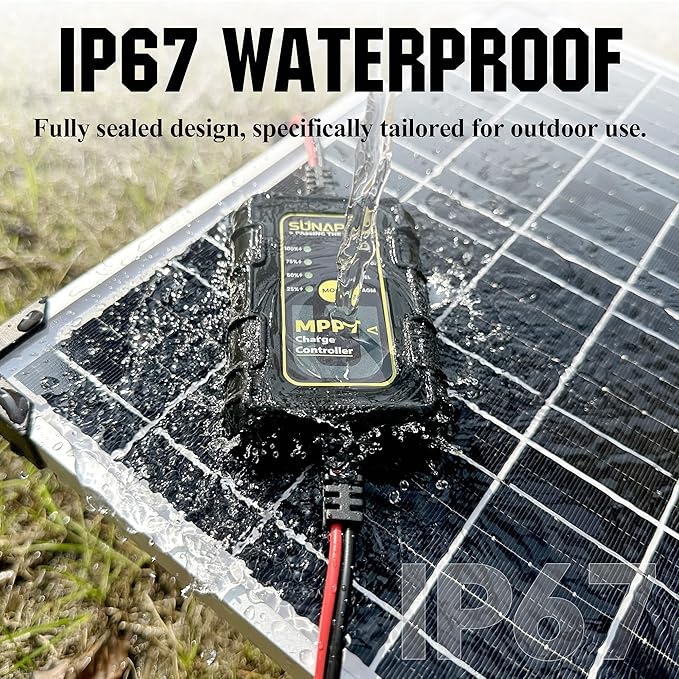 SUNAPEX 50W MPPT Solar Battery Charger Maintainer, 12V Waterproof Solar Panel Trickle Charger with MPPT Controller for Car, Motorcycle, Boat, Marine, RV, Trailer, Tractor,Truck, etc
