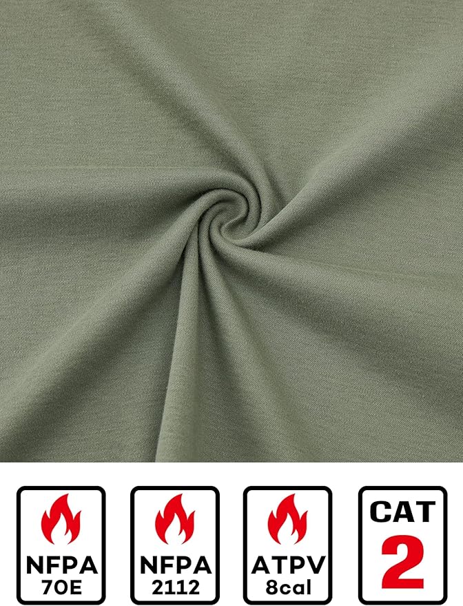 FR Shirts for Men Lightweight Fire Resistant Shirts 5.5oz for Men Long Sleeve NFPA2112/CAT2