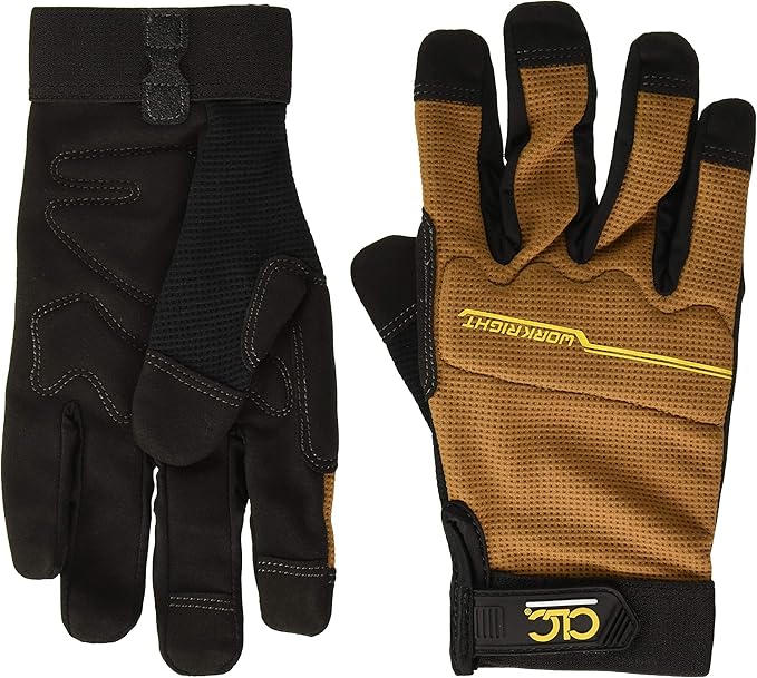 CLC Custom Leathercraft 124M Workright Flex Grip Work Gloves, Shrink Resistant, Improved Dexterity, Tough, Stretchable, Excellent Grip,Black,Medium
