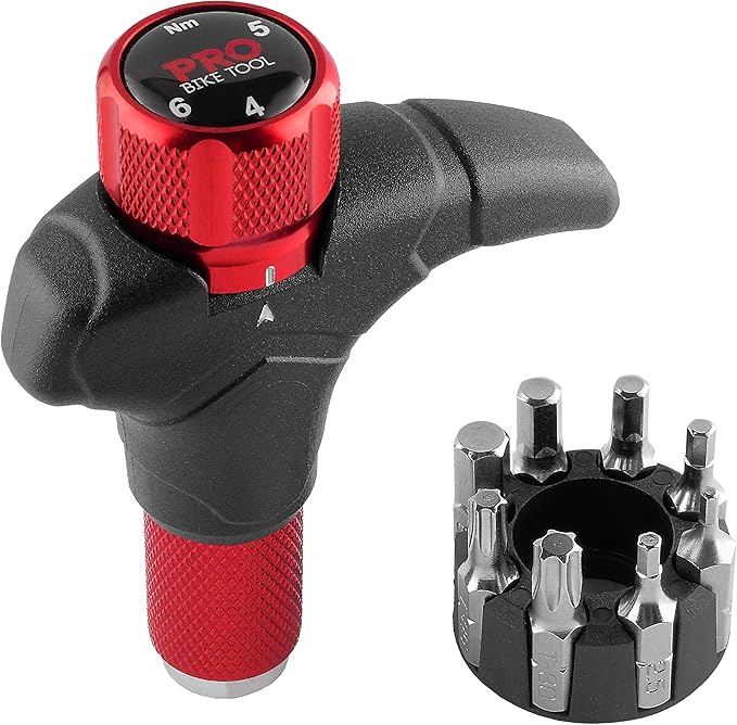 PRO BIKE TOOL Adjustable T Torque Wrench - 4, 5 and 6 Newton Meters - Quality Bicycle Maintenance Tool for Road & Mountain Bikes - 1/4 Inch Hex Driver Torque Wrench for Home & Roadside Repair