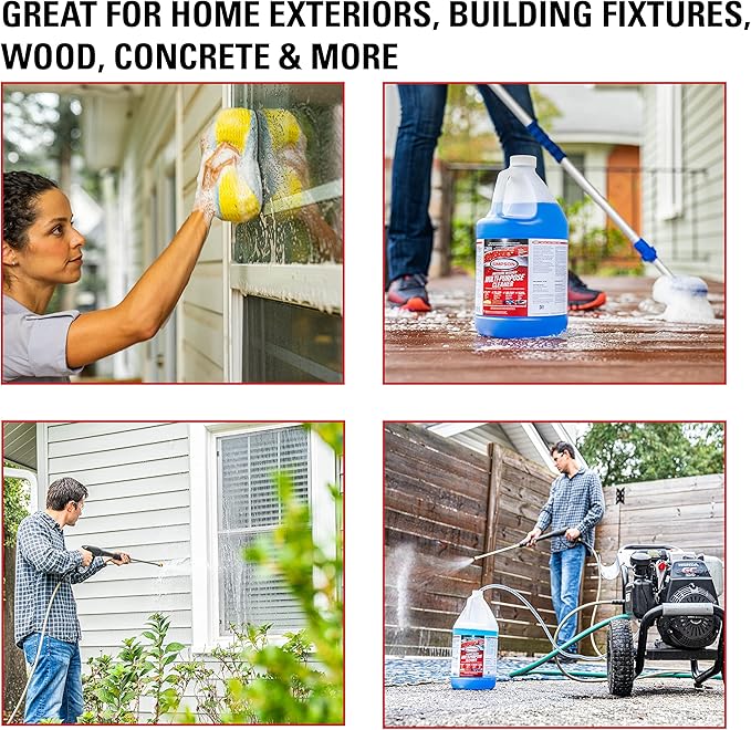 SIMPSON Cleaning 88281 Cleaner, Concentrated Soap Solution for Pressure Washers and Spray Bottles, Use on Concrete, Vinyl Siding, Appliances, Windows, Cars, Fences, Decks, Blue, 1 Gallon (Pack of 2)