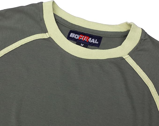 BOCOMAL FR Shirts for Men Crew Neck Long Sleeve 5.5oz Light Weight Flame Resistant/Fire Retardant Clothing Shirt