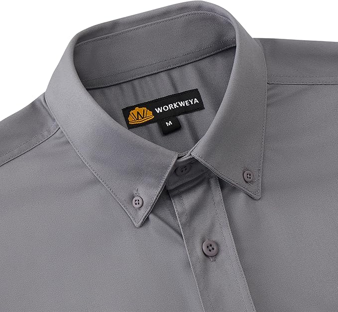 WORKWEYA FR Welding Shirts 7.5oz Cotton Button Down Flame Resistant Shirt for Men