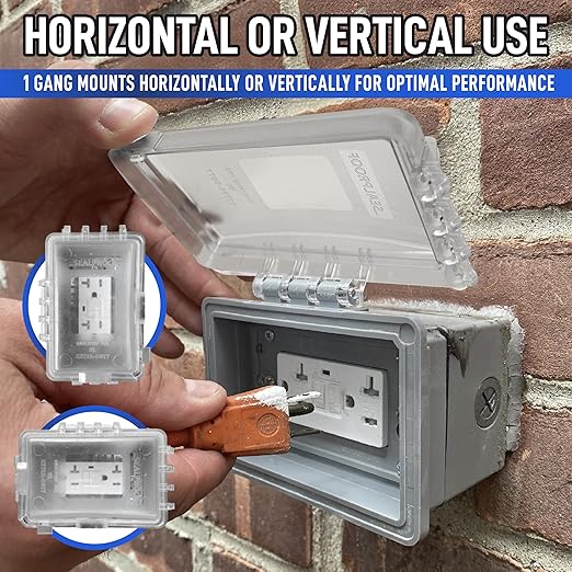 Sealproof Slim 1-Gang Weatherproof Shallow Outdoor Outlet Cover | Lockable, 18 Configurations, Low Profile, Plastic With Mounting hardware