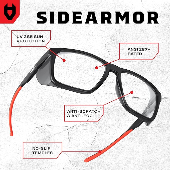 NoCry ANSI Z87.1 Clear Safety Glasses with Side Shields — Durable Anti Fog & Scratch Resistant Eye Protection Glasses or Men & Women — ANSI Z87 Rated Protective Eyewear with 100% UV Shielding for Work