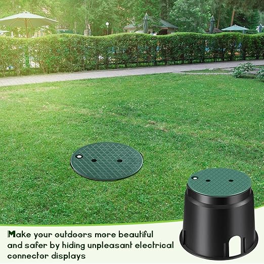Tandefio 3 Pcs 910 Electrical Splice Box 10 Inch Diameter Underground Electrical Junction Box Inground for Outdoor Wiring Splices (Black)