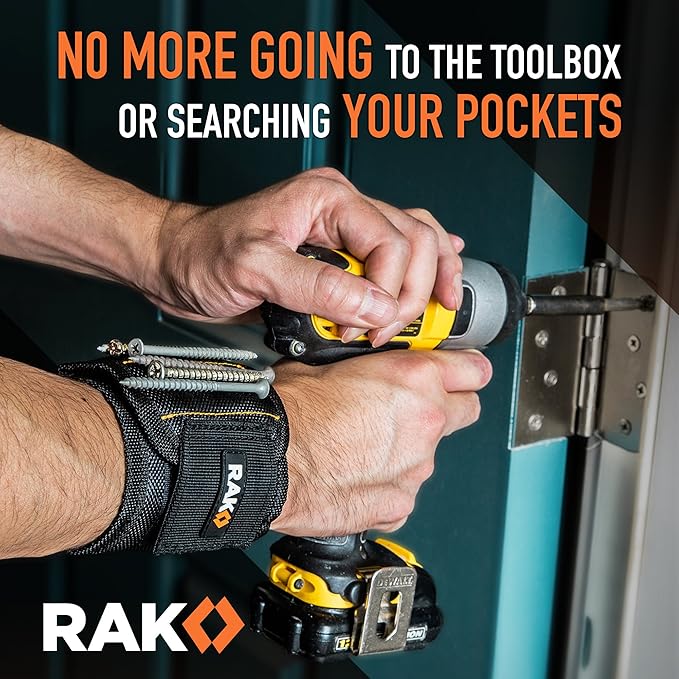 RAK Magnetic Wristband for Tools - Premium Tool Belt for Holding Screws Nails with Powerful Magnets, Birthday Gifts for Men, Cool Gadgets Stuff Gifts for Dad, Husband, Grandpa, Handyman, Him