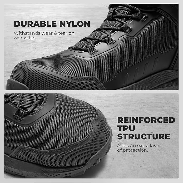 NORTIV 8 Composite Toe Boots for Men ASTM F2413-24 Safety Work Boots Lightweight Anti-Fatigue Non-Slip with Zipper for Warehouse Construction, Terrascope-nano