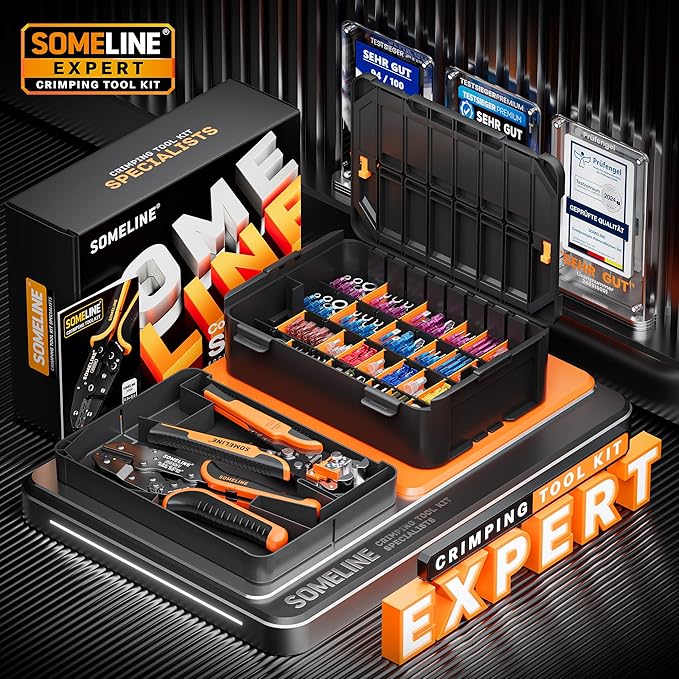 SOMELINE Heat Shrink Connector Crimp Tool Kit - with 48 Sizes (22-10 AWG) Marine Grade Heat Shrink Wire Connectors, Crimping Pliers and Strippers - Wire Connector Kit