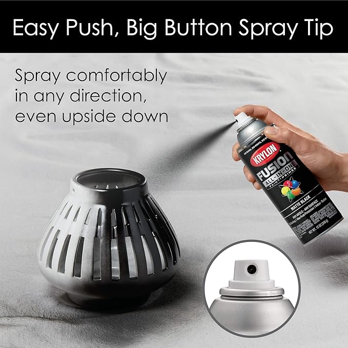Krylon K02732007 Fusion All-In-One Spray Paint for Indoor/Outdoor Use, Matte Black, 12 Ounces (Pack of 2)