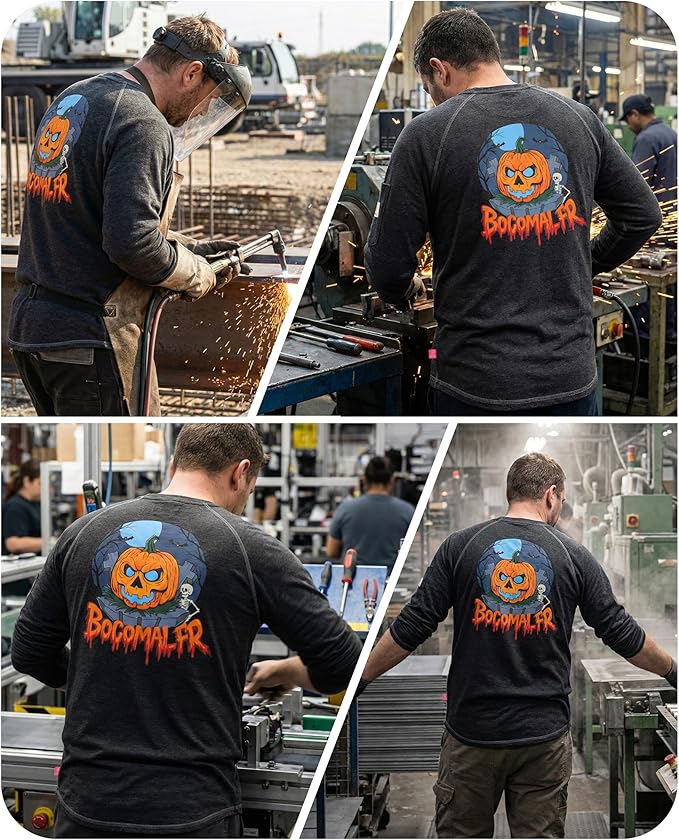 BOCOMAL FR Shirts Heather Series 6oz Flame Resistant T Shirt NFPA2112 CAT2 Fire Retardant Crew Work Shirt