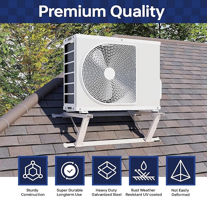 WeCooper Rooftop Mini Split Mounting Bracket 9000to24000BTU,Heavy Duty Adjustable Roof Bracket More Stability&Level for Ductless Minisplit AC Condenser Unit&Heat Pump,Support to 335LB Off White