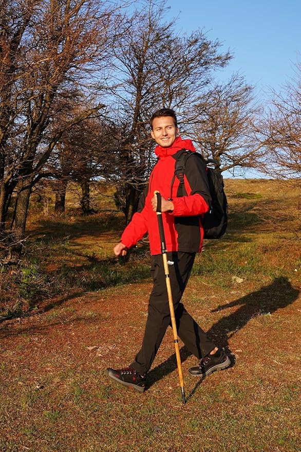 Trekking Pole - 1pc Pack Sassafras Wood Adjustable&Detachable Hiking or Walking Stick