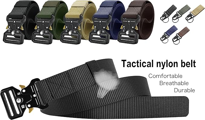 DOOPAI Tactical Belt for Men, 3Pack Military Nylon Web with Heavy Duty Quick Release Metal Buckle