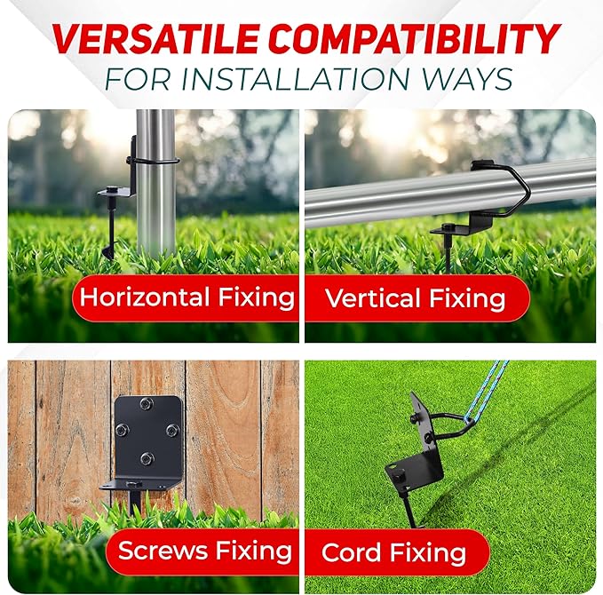 [Premium] 24" Full Spiral Blade Mobile Home Anchor, 4 Pack Ground Anchor Screw in with L-shaped Brackets, U-bolts, Power Nut Driver,Earth Anchors High Wind Heavy Duty for Camping Tents,Swing Sets