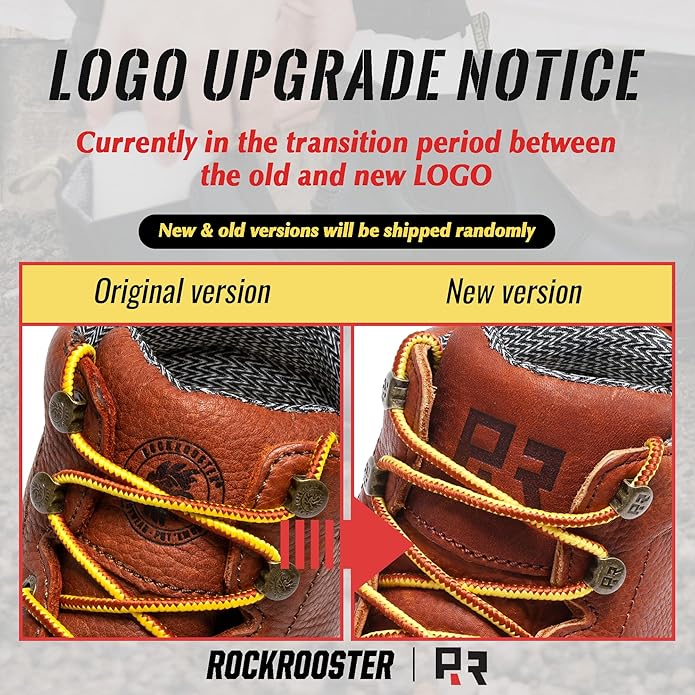 ROCKROOSTER Walker Waterproof Work Boots for Men, 6" Soft Toe Comfortable Boot, Rubber Wedge Sole Shoes, Arch Support Anti-Fatigue Boot, Leather Insulated Safety Boots, Electric Hazard