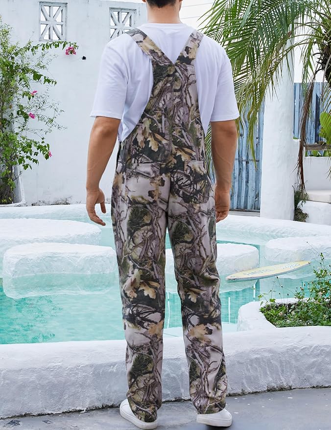 Camo Bibs Overalls for Men Adjustable Straps Work Utility Coveralls Camouflage Jumpsuit