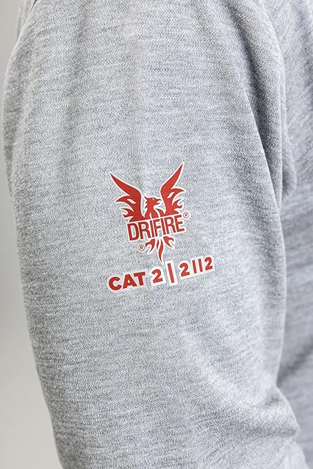 DRIFIRE Power Dry FR Long Sleeve Henley, CAT 2, Flame Resistant, Grey, 2X-Large, TEE-PDG-HN-2X