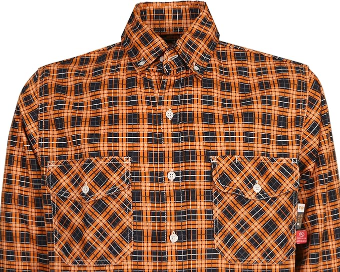 KONRECO FR Shirts for Men 100% Cotton 6.5oz Fire Resistant Lightweight Men's Plaid Work Shirts