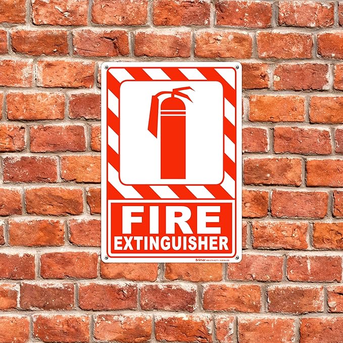 Brimar - 7 x 10" - Fire Extinguisher Sign - Polyethylene Plastic - Easy Installation - Fire Safety Compliance