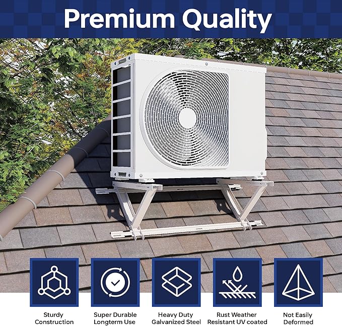 WeCooper Rooftop Mini Split Mount Bracket 9000to24000BTU,Heavy Duty Adjustable Roof Bracket More Stability&Level for for Ductless MiniSplit Air Conditioner Condenser Unit&Heat Pump,Support to 330LB