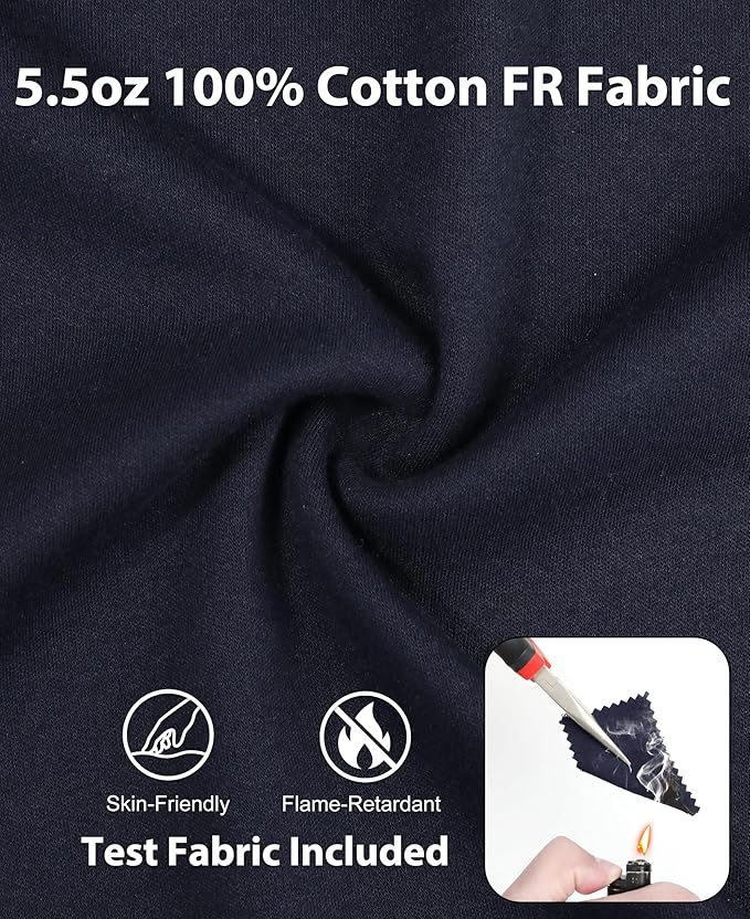 KONRECO FR Shirts for Summer Flame Resistant Shirt 5.5oz Light Weight CAT2 Henley Shirts