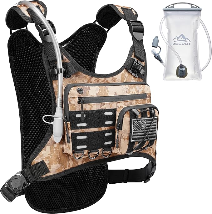 Running Vest with 2L Water Bladder, Hydration Backpack, USA Original Patent, Lightweight Hydration Pack with Gear Holder, Reflective Chest Pack for Men Women for Marathon