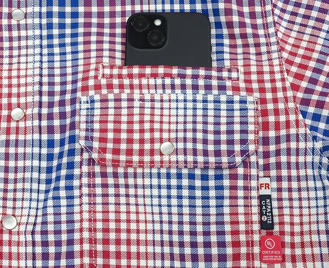 BOCOMAL FR Shirts for Men Snaps Down 7.5oz Water Repellent Fire Resistant Welding Jackets-NFPA2112 CAT2