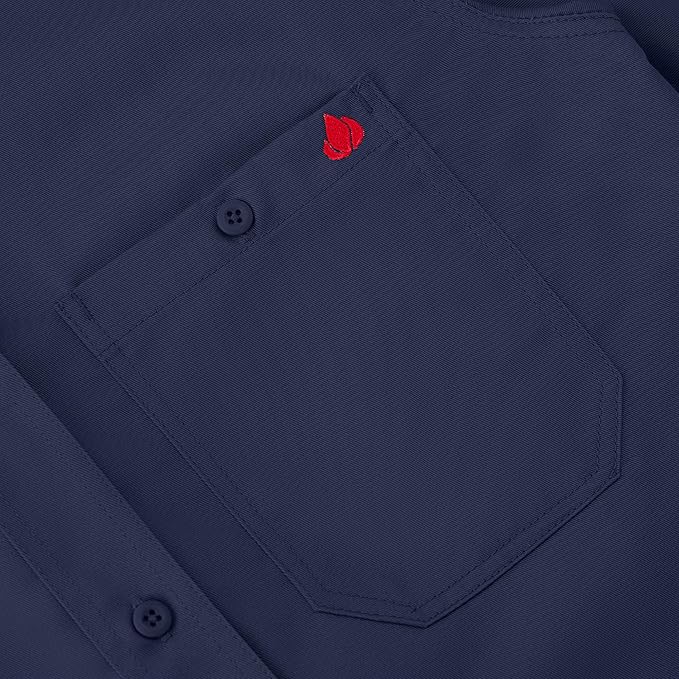 WORKWEYA FR Welding Shirts 7.5oz Cotton Button Down Flame Resistant Shirt for Men