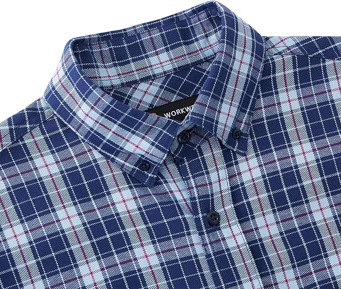 WORKWEYA FR Welding Shirts 7.5oz Cotton Button Down Flame Resistant Shirt for Men