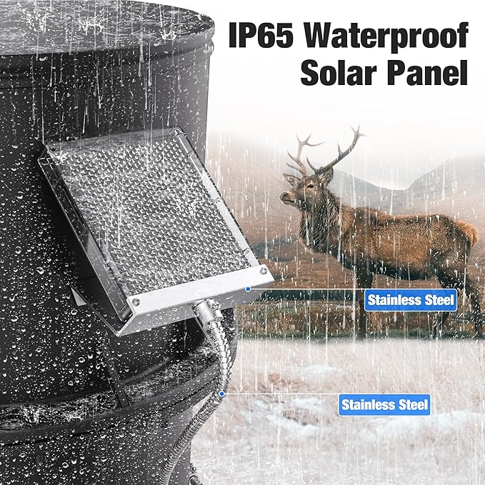 12V Solar Panel Battery Charger for Deer Feeder, 1.7W Waterproof Solar Panel with Mounting Bracket and Alligator Clips