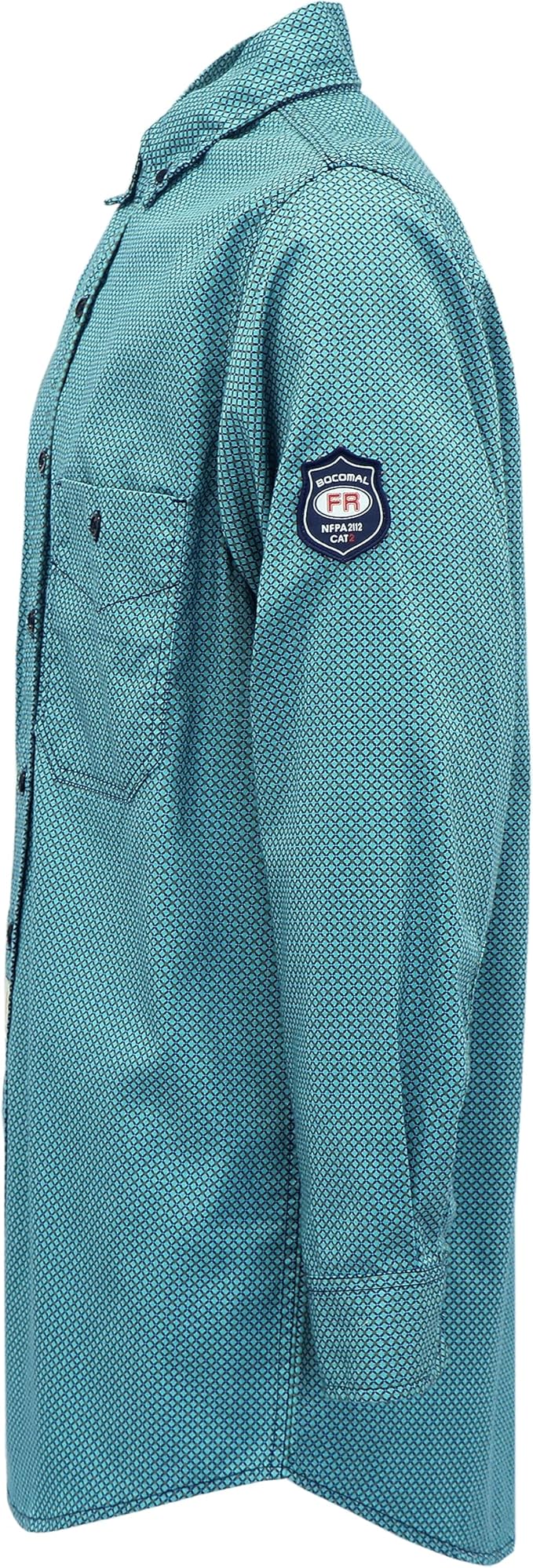 BOCOMAL FR Shirts for Men Printed Plaid Flame Resistant Clothing 6.5oz Cotton Button Up Welding Shirts NFPA2112 CAT2