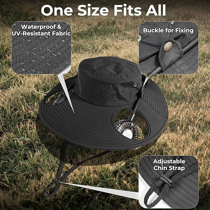 AMACOOL Bucket Hat Fan, Gifts for Him Father Dad Husband, Fishing Essentials for Men Women Camping Hiking Beach Gardening