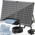 POPOSOAP Solar Pond Waterfall Spillway Kit, 55W Folding Solar Panel & Pond Pump Included, DIY Water Feature for Garden, Balcony, Indoor Aquarium & Small Ponds-P5552