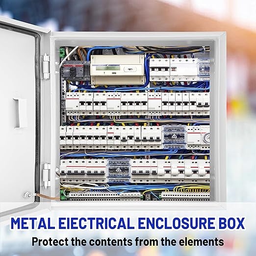 Outdoor Electrical Box 20 x 20 x 8''D NEMA 4X Enclosure Steel Box, Waterproof & Dustproof Outdoor/Indoor Lockable Electrical Junction Box, with Mounting Plate