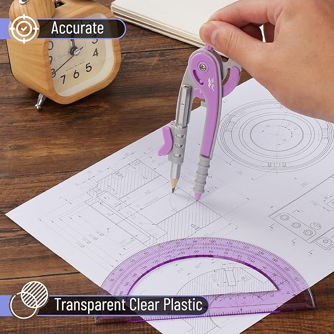 Mr. Pen- Compass and Protractor Set, Math Compass for Geometry and Drawing