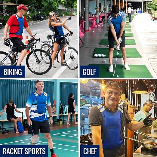 Cooling Vest for Men & Women - Adjustable Lightweight Ice Vest, S-XXL, Includes 8 Ice Packs, Ideal for Motorcycle, MS, Mascots & Outdoor Stay Cool Activities