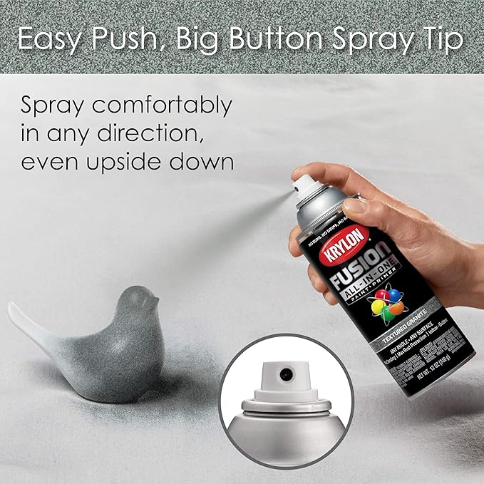 Krylon Fusion All-In-One Adhesive Spray Paint for Indoor/Outdoor Use, 12 oz, Granite