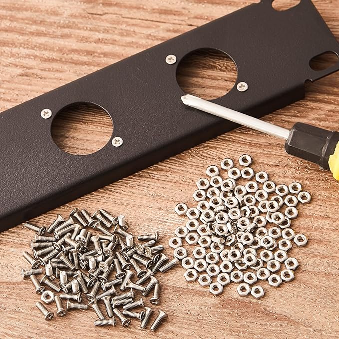 50 Pieces D Series Panel Screws and Nut Kit Panel Mount Connector M2.5 x 8 mm Screw Stainless Steel Metal Audio Server Rack Mounts for Attaching D Series Connectors