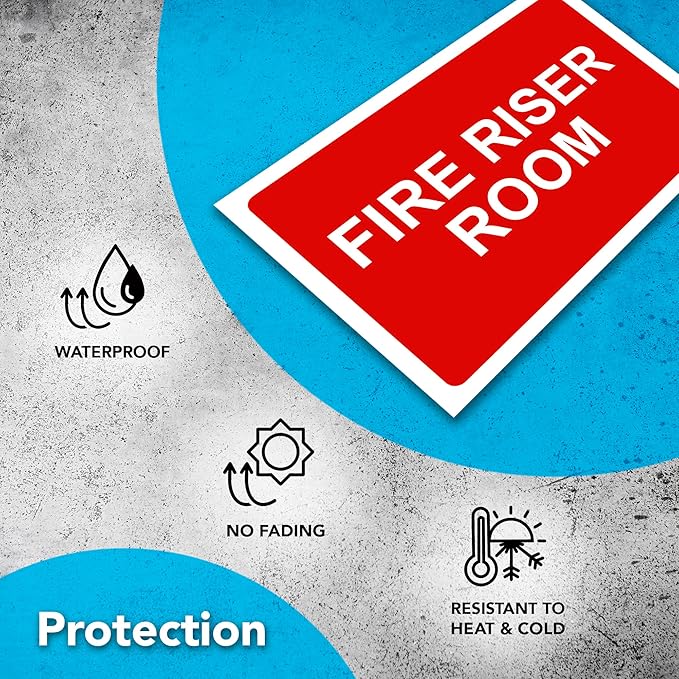 Fire Riser Room Sticker, 7x10 Vinyl Fire Extinguisher Inside Sticker, Waterproof, UV Protected, Adhesive Backing Decal