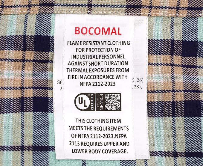 BOCOMAL FR Shirts for Men Flame Resistant Light Weight NFPA2112 Fire Retardant Welding Shirt Water & Oil Repellent Finish