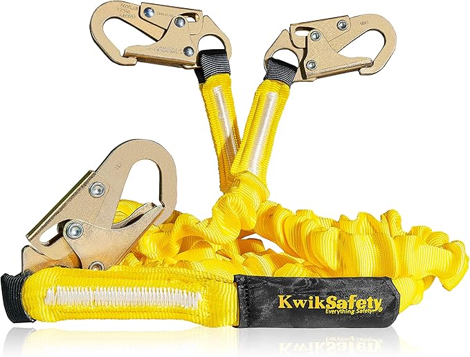KwikSafety - Charlotte, NC - Double Leg Rattler [1 Pack] Y-Leg Tubular 6’ Safety Lanyard Internal Shock Absorber OSHA ANSI Fall Arrest Protection Equipment Construction PPE Roofing Gear