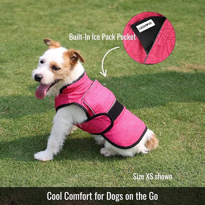 Dog Cooling Vest with Ice Pack – 2-Layer Evaporative Cooling Jacket with High Collar, UV Protection & Size-Matched Ice Pack – Cooling Vest for Dogs for Hot Weather (Pink Floral, XX-Large)