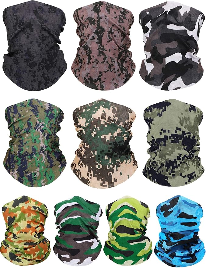 SATINIOR 10 Pcs Cooling Neck Gaiter for Men Women Sunscreen Breathable Bandana Summer UV Protection Face Mask Scarf