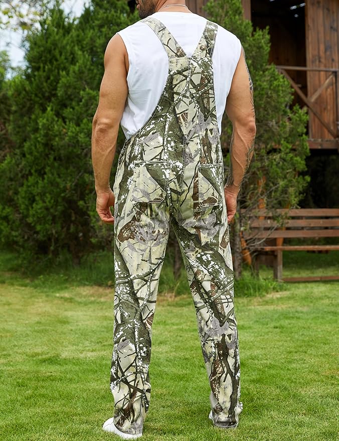 Camo Bibs Overalls for Men Adjustable Straps Work Utility Coveralls Camouflage Jumpsuit