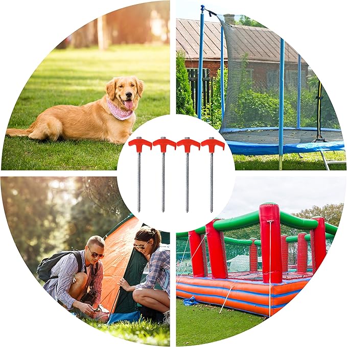 ABCCANOPY Tent Stakes Drillable Garden Shed Stakes, Bonus Adapter, tie-Downs, Orange