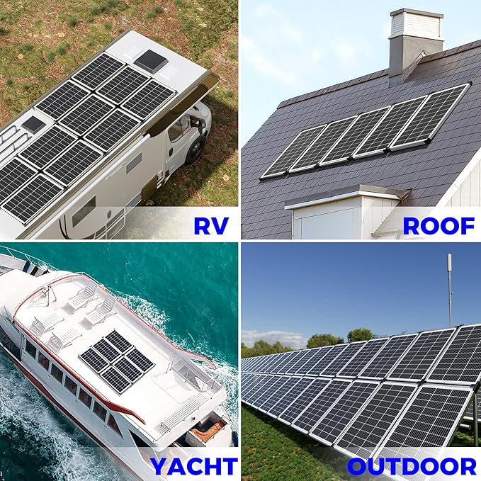 Voltset 100W 12V Solar Panel, High Efficiency 9BB Cell Monocrystalline Solar Panels IP67 Waterproof, Suitable for RV, Marine, Rooftop, Home, Yacht, Off-Grid Applications (100W Single Panel)