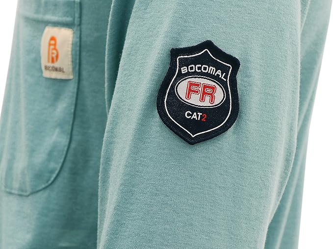 BOCOMAL FR Shirts Flame Resistant Shirt 5.5oz 100% Cotton Light Weight CAT2 Fire Retardant Henley Shirts