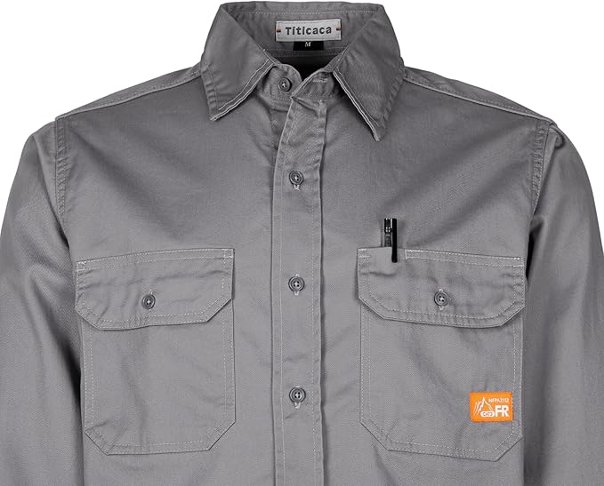 Titicaca FR Shirts for Men 6.5oz Lightweight Flame Resistant Button Down Work Shirt Fire Retardant Welding Shirt